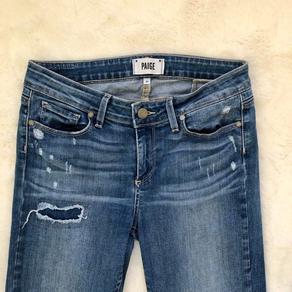 Paige Verdugo Ultra Skinny Medium Wash Destructed Jeans - Picture 5 of 13